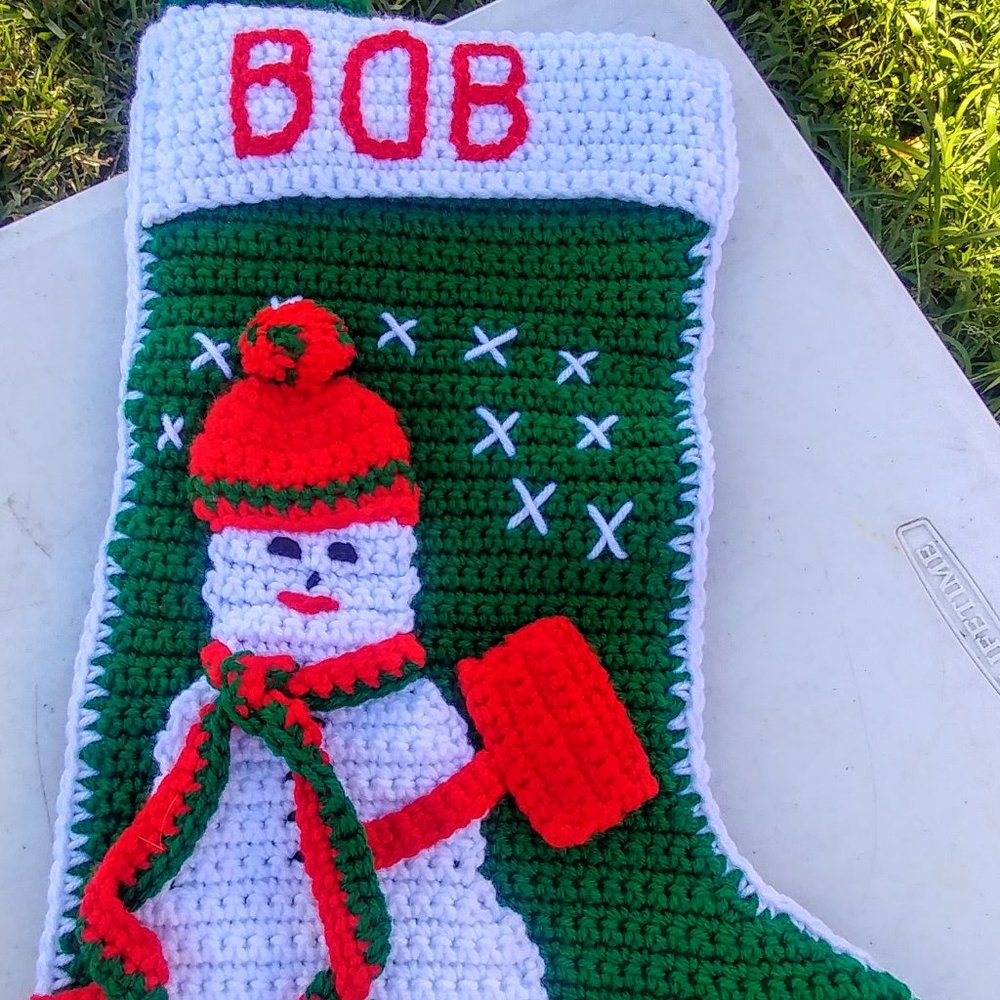 Handmade knitted "Bob" Christmas Stocking